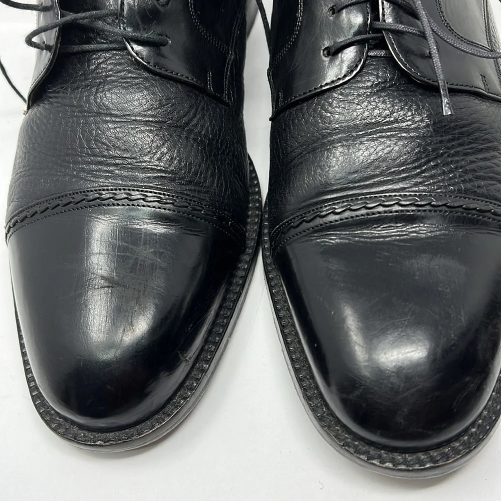 Mezlan Sz 10 Men’s Black Deerskin Leather Cap Toe Oxford Shoes